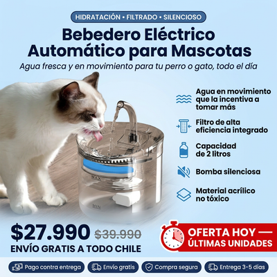 Bebedero Eléctrico Automático — Agua Fresca para tu Mascota